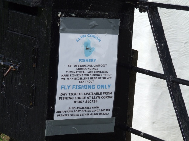 Llyn Coron Fisheries sign